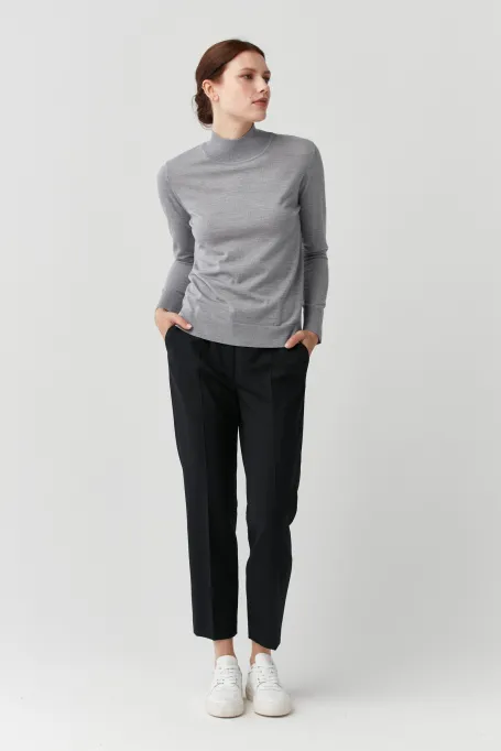 Bluzka półgolf z wełny merynosowej Julia szary