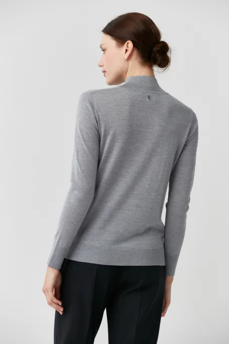 Bluzka półgolf z wełny merynosowej Julia szary