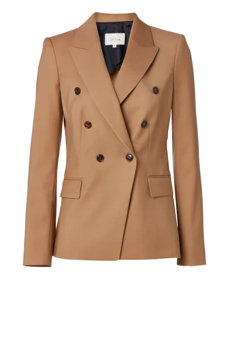 Żakiet z wełną do garnituru camelowy