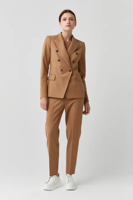 Żakiet z wełną do garnituru camelowy