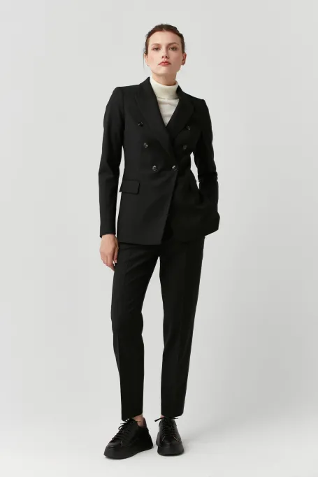 Czarny żakiet do garnituru z wełną dziewiczą Sophie