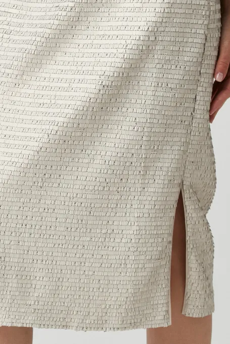 Beżowa spódnica midi z cekinami - Patrizia Aryton