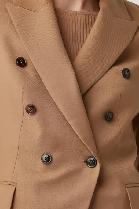 Żakiet z wełną do garnituru camelowy