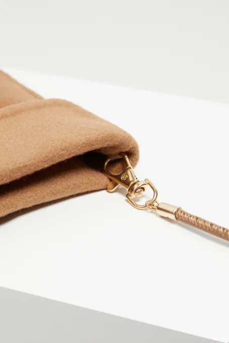 Wełniane rękawiczki doubleface camelowy