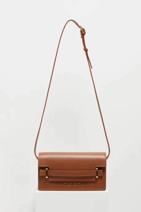 Skórzana torebka mini camelowy