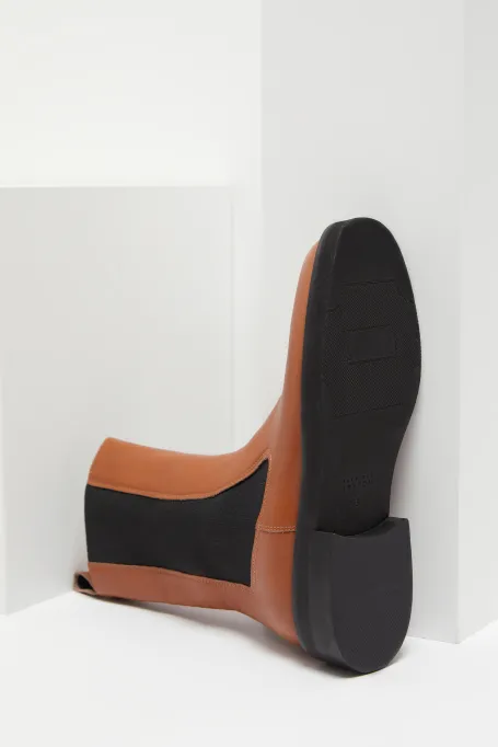 Skórzane buty sztyblety camelowy