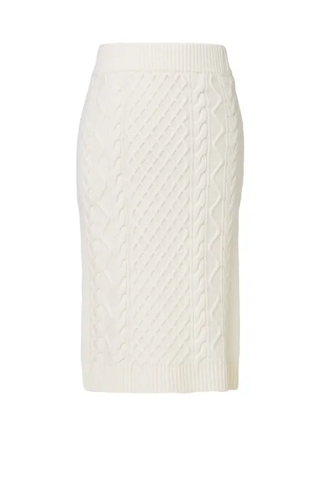 Biała spódnica z wełny merynosowej