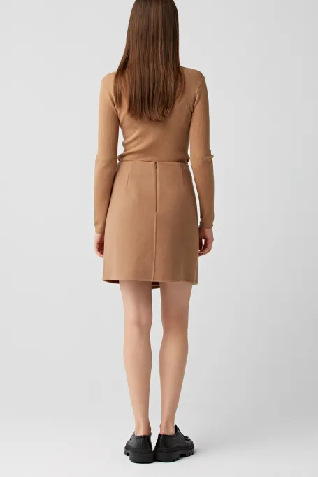 Wełniana spódnica mini doubleface camelowy Wełniana spódnica mini doubleface camelowy