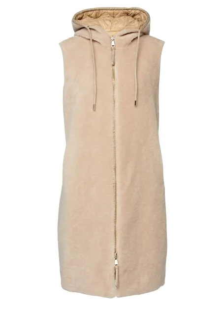 Dwustronna kamizelka z wełny teddy bear beż