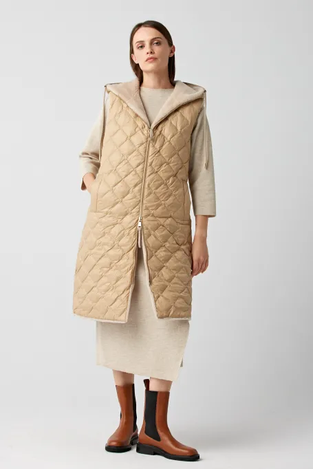 Dwustronna kamizelka z wełny teddy bear beż