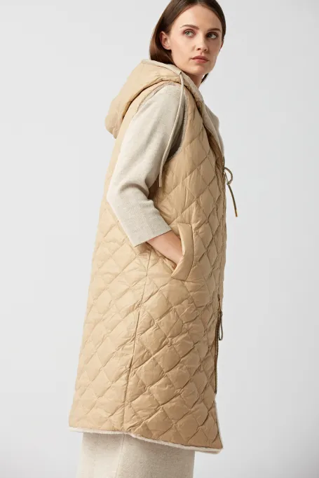 Dwustronna kamizelka z wełny teddy bear beż