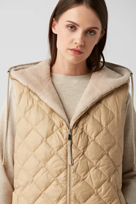 Dwustronna kamizelka z wełny teddy bear beż