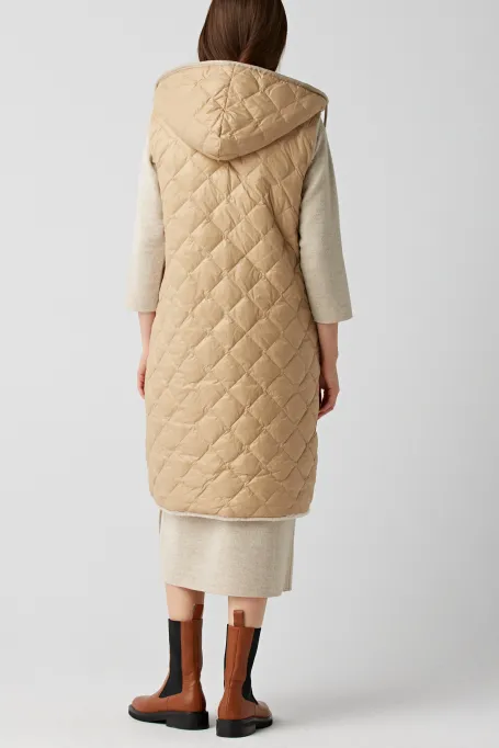 Dwustronna kamizelka z wełny teddy bear beż