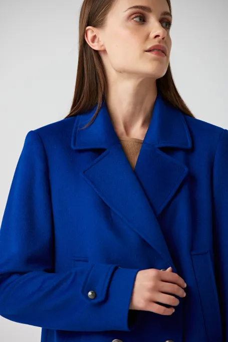 Wełniana kurtka dwurzędowa Clara niebieski Wełniana kurtka dwurzędowa Clara niebieski