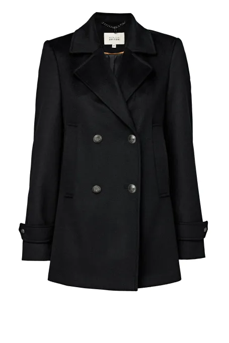 Czarna wełniana dwurzędowa kurtka Clara