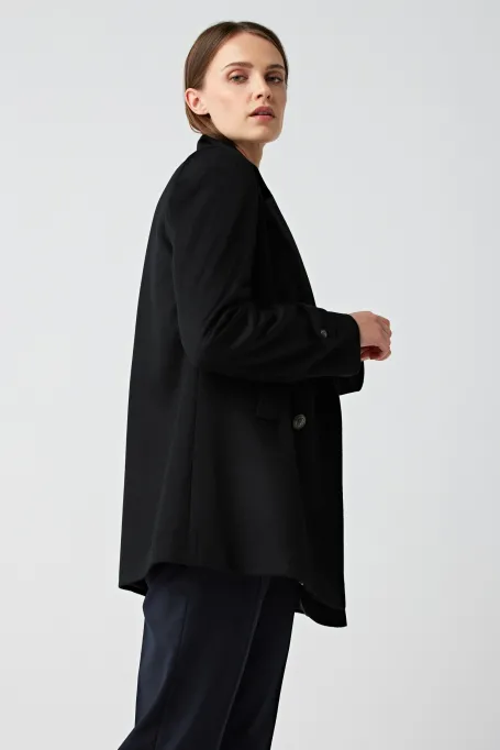 Czarna wełniana dwurzędowa kurtka Clara