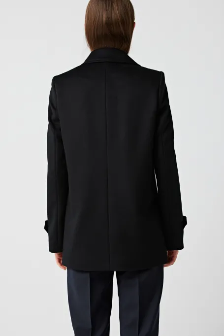 Czarna wełniana dwurzędowa kurtka Clara