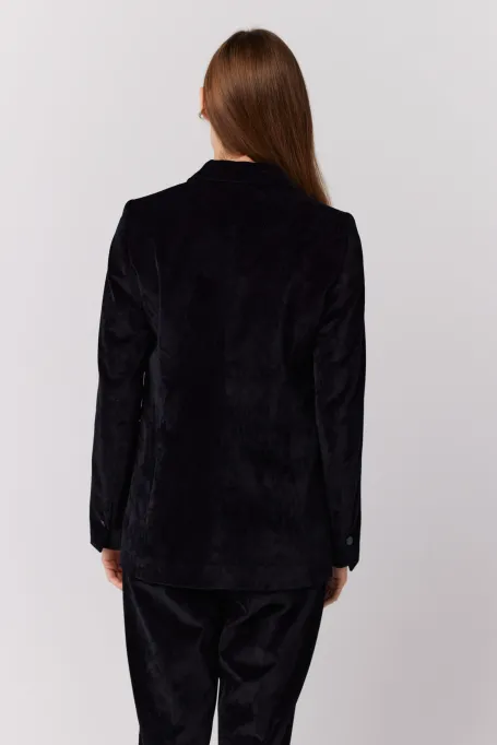 Czarny aksamitny żakiet dwurzędowy