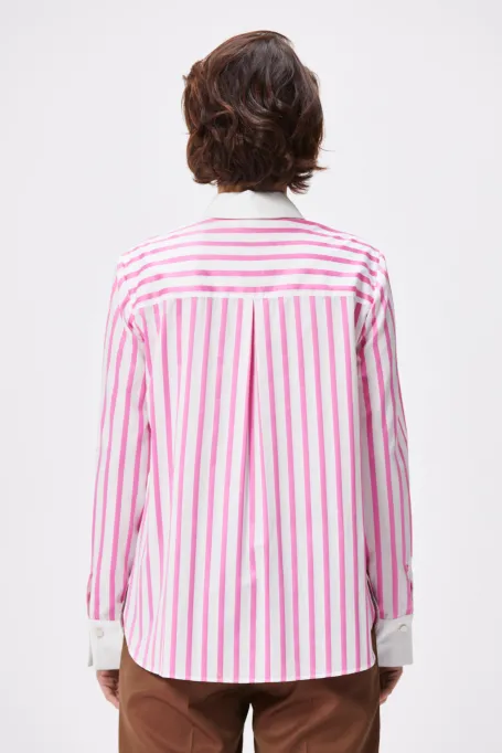 Bawełniana koszula w paski różowy