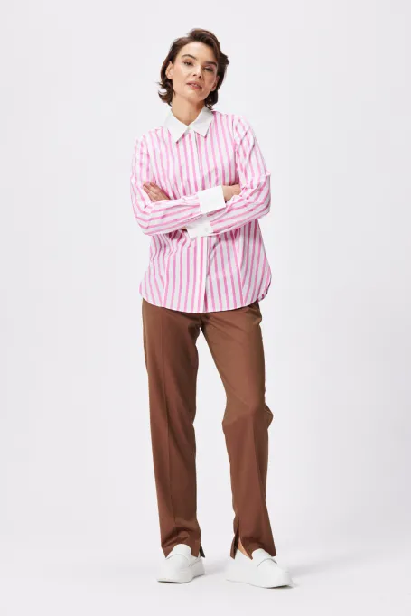 Bawełniana koszula w paski różowy