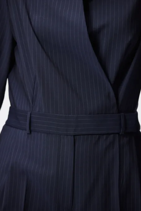 Granatowy wełniany kombinezon w paski