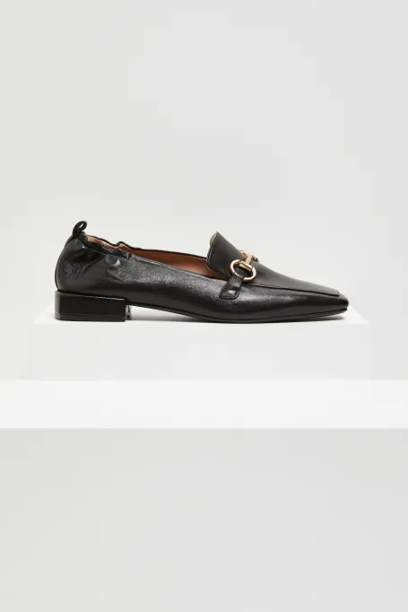 Czarne skórzane buty loafers Czarne skórzane buty loafers