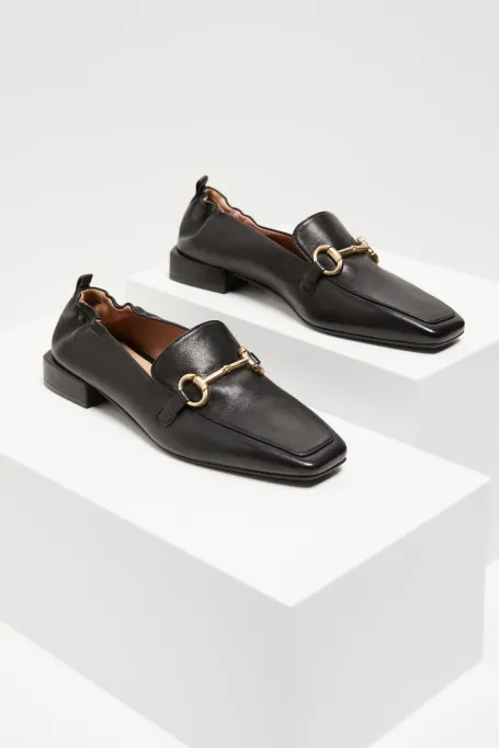 Czarne skórzane buty loafers Czarne skórzane buty loafers