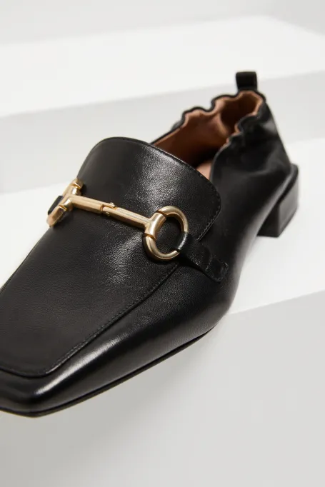 Czarne skórzane buty loafers Czarne skórzane buty loafers