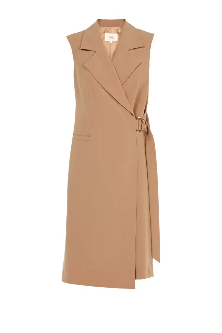 Sukienka szmizjerka camelowy