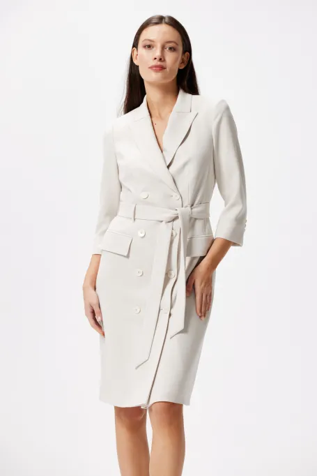 Sukienka dwurzędowa z paskiem Elise beż Sukienka dwurzędowa z paskiem Elise beż