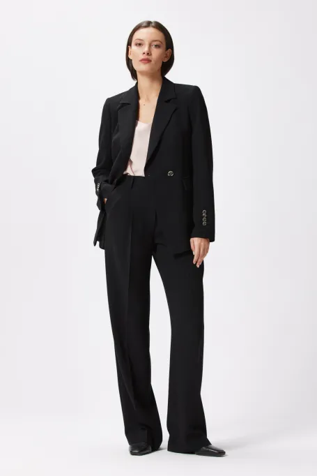 Czarne szerokie spodnie do garnituru