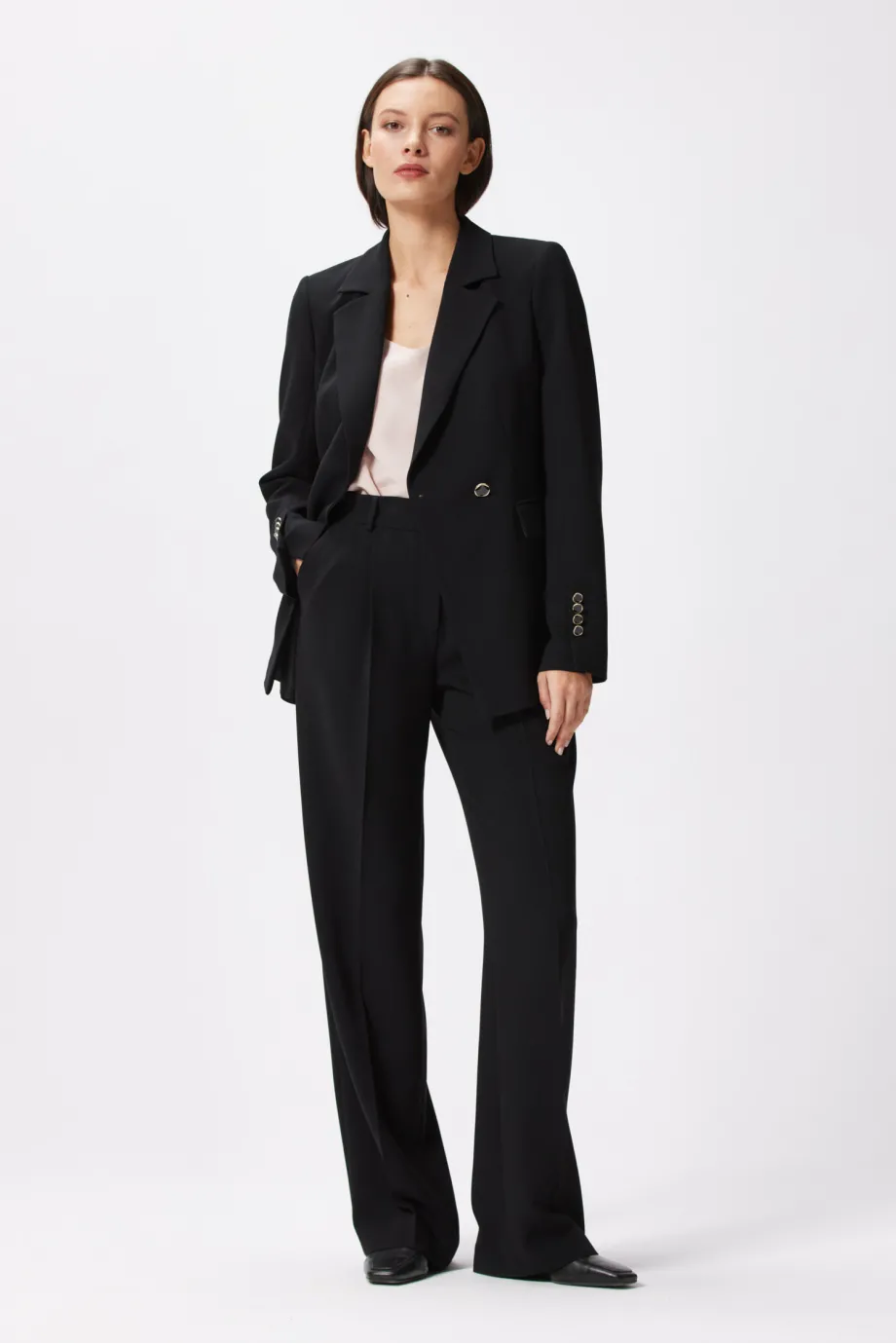 Czarne szerokie spodnie do garnituru Czarne szerokie spodnie do garnituru