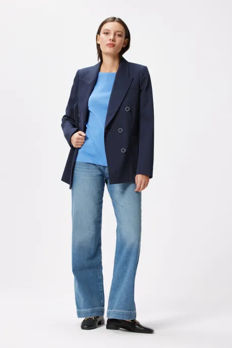 Granatowy żakiet bawełniany do garnituru