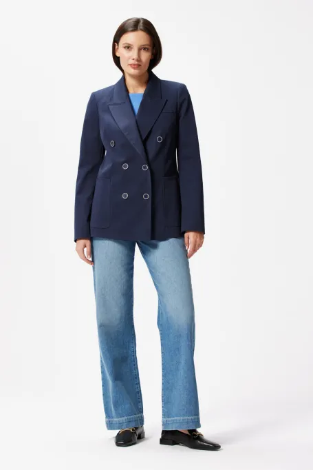 Granatowy żakiet bawełniany do garnituru