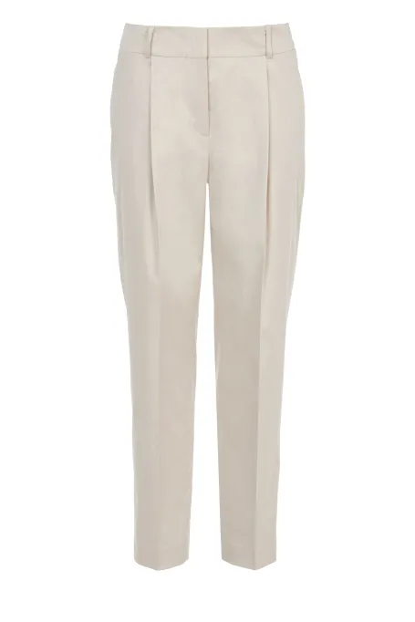 Bawełniane spodnie z zakładkami beż