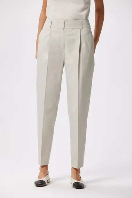 Bawełniane spodnie z zakładkami beż