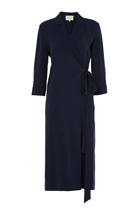 Granatowa sukienka kopertowa