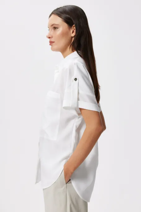 Biała koszula z krótkim rękawem