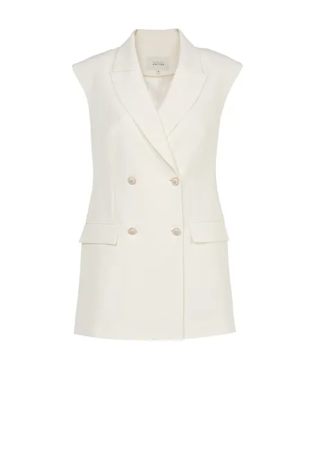Biała kamizelka dwurzędowa do garnituru damska - Patrizia Aryton