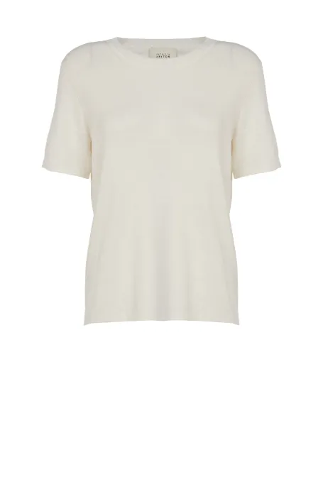 Biała bluzka z lnem i jedwabiem