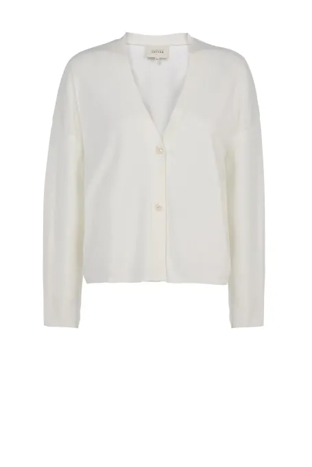Biały krótki kardigan z jedwabiem