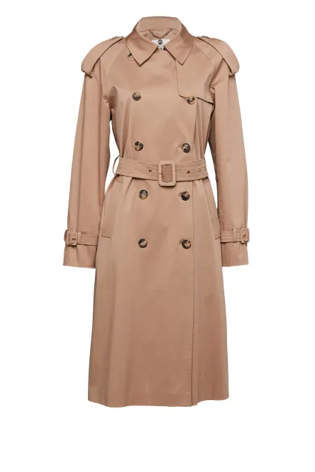 Trencz damski beżowy dwurzędowy z paskiem Marie - Patrizia Aryton