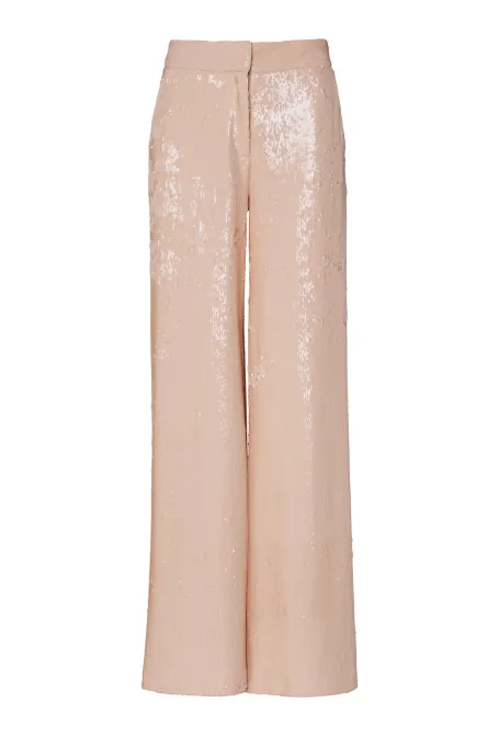 Szerokie cekinowe spodnie do garnituru