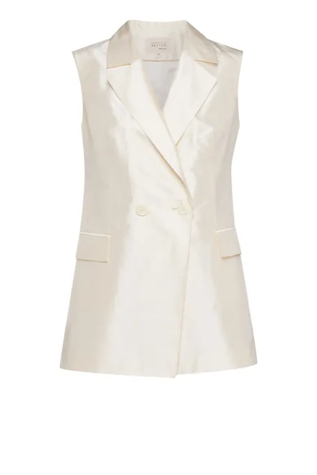 Jedwabna kamizelka do garnituru beż