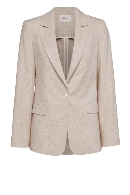 Beżowy żakiet z lnem do garnituru