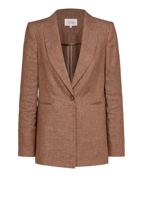 Brązowy żakiet z lnem do garnituru