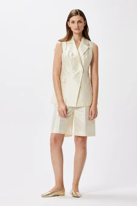 Jedwabna kamizelka do garnituru beż