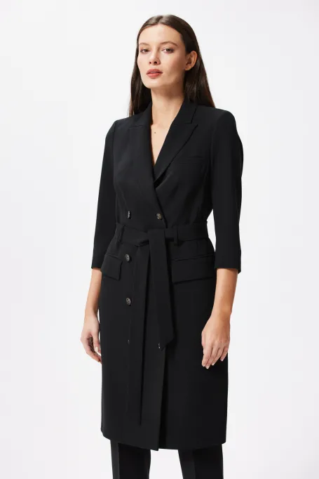 Czarna sukienka dwurzędowa biznesowa Elise