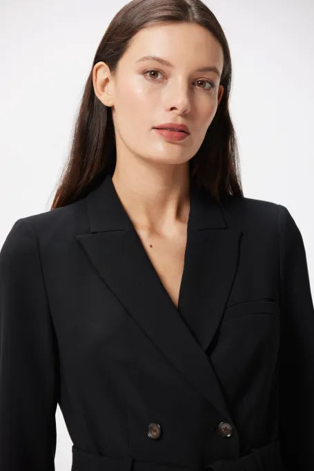 Czarna sukienka dwurzędowa biznesowa Elise