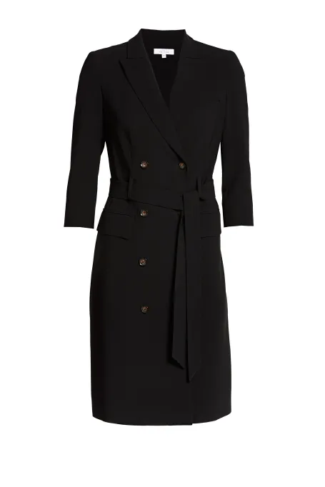 Czarna sukienka dwurzędowa biznesowa Elise